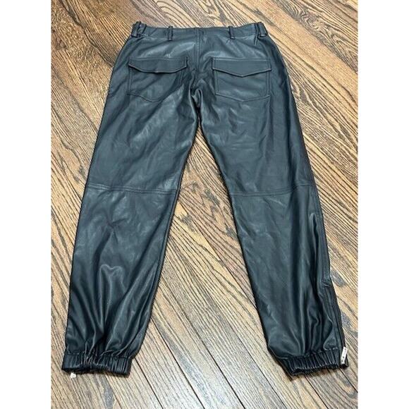 Generation Love Size 28 Black Jogger Pants Faux Leather Zip‎ Ankles Pockets